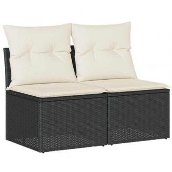 vidaXL 4 Piece Garden Sofa Set with Cushions Black Poly Rattan Acacia