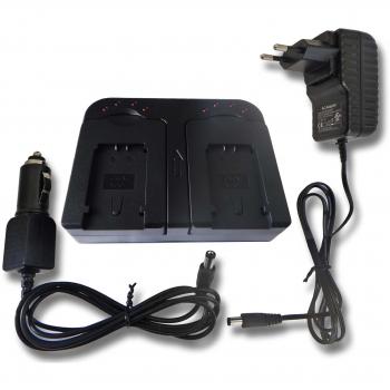 vhbw Cargador Dual Compatible con JVC Everio GZ-MS210SEU, GZ-MS215, GZ-MS215AEU, GZ-MS215BEU batería de cámara - Soporte