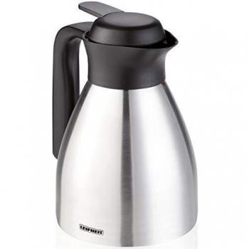 Leifheit Termo Shine (0,6 L), termo para café 100% hermético con recipiente aislante de acero de doble pared, jarra térmica para usar con una mano