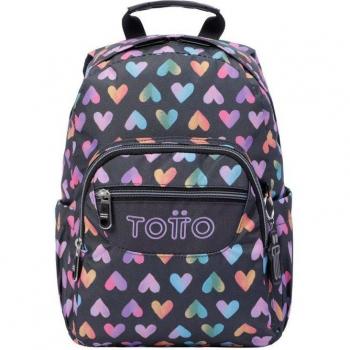 Mochila Escolar Totto Tempera con Diseño de Corazones Multicolor