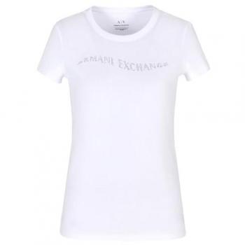 Armani Exchange Women's Slim Fit White Short Sleeve T-Shirt - Size XL