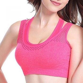 Mujeres Sujetador del Deporte Yoga Superior De Estiramiento Chaleco De Baile Corriendo Trotar Aptitud Bustier Rose 38