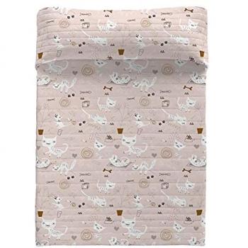 Colcha bouti reversible Panzup Cats 4, tamaño 270 x 260 cm, apta para cama de 180/200 cm