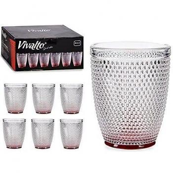 Set de 6 Vasos de Cristal Rojo con Diseño en Relieve - Capacidad 300ml, Ideal para Agua y Refrescos
