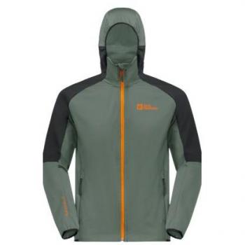 Chaqueta softshell Jack Wolfskin Feldberg Hoody para hombre (Hedge Green), forro polar, talla L, color verde