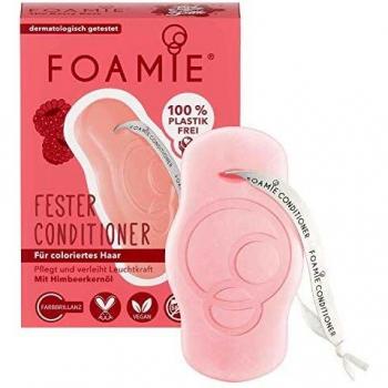 Acondicionador Sólido Foamie para Cabello Teñido con Aceite de Semilla de Frambuesa - 100% Vegano y Libre de Plástico, 80 g