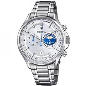 Festina mens chronograph quartz watch with stainless steel strap f68521