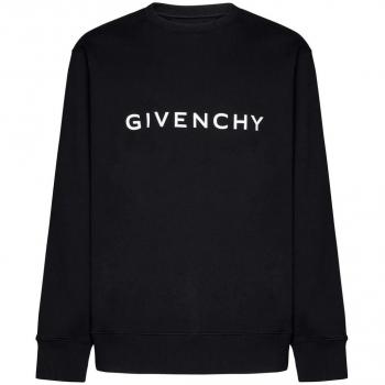 Givenchy Men's Logo Detail Cotton Sweatshirt - Black, Size Small, Slim Fit