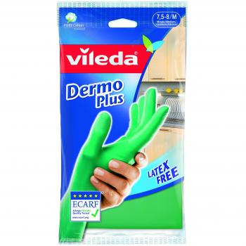 Vileda Dermo Plus - Guantes de nitrilo, talla M, color verde