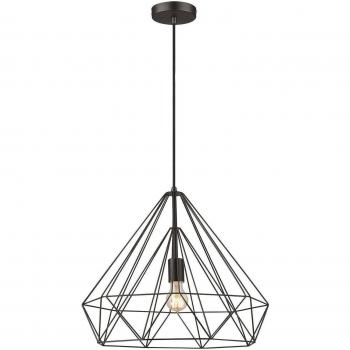 Lámpara colgante TELFORD 1 luces negro mate, E27, cable de luz negro mate