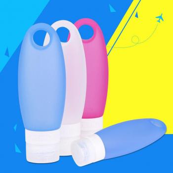Botellas de viaje de silicona para acondicionador Shampoo Tsa Airline Carry-On Aprobado Squeezable y recargable prueba de fugas con Zippered Clear Toiletries bolsa, 3.3oz / 98Ml 4 piezas