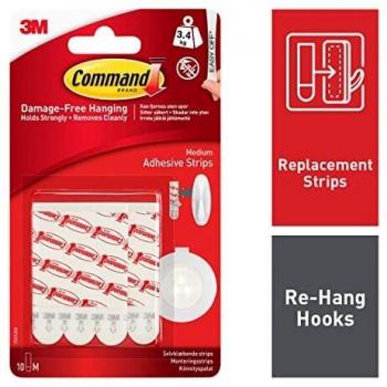 Tiras Adhesivas de Montaje Medianas 3M Command (9 unidades) - Soporte de hasta 3.4kg