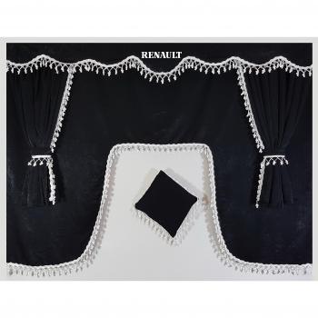 Set de 5 unidades negro cortinas con borlas de color blanco Universal tamaño todos los modelos de camión cabina accesorios decoración tejido de felpa