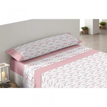 Juego de Sábanas Estampadas Tres Piezas Rombo Rosa Cama 105cm Algodón Poliéster Primavera Verano