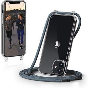 GOODVISH Funda con Cuerda para iPhone 11 6.1'', A Prueba de choques Carcasa Transparente TPU, Case con Correa Colgante Ajustable Collar Correa de Cuello Cadena Cordón - Azul