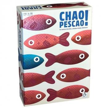 Juego de Cartas Chao Pescao - Juego de Preguntas y Respuestas Falsas con 100 Cartas a Doble Cara, 8 Fichas de Puntos y Dispensador para 3 a 6 Jugadores