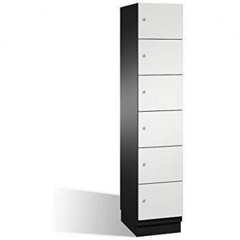 Armario de Compartimentos Bajo Llave C+P Cambio con 6 Secciones, Puertas de Acero, Color Negro y Gris Claro