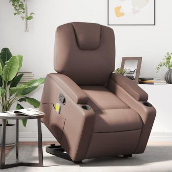 Sillón de masaje reclinable de cuero sintético marrón