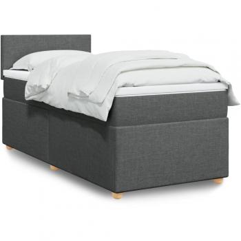 Cama box spring suave con colchón gris oscuro 80x200 cm Tela
