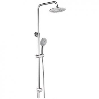 Columna de ducha Dallas cromada con barra telescópica y rociador redondo de 22 cm. auto-limpieza + mango de ducha 3 posiciones
