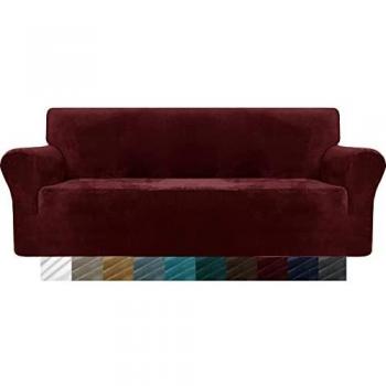 MAXIJIN Fundas de sofá de Terciopelo Grueso, 3 plazas, Antideslizante, elástico, para Perros, Gato, 3 Pieza, Protector elástico para Muebles, Fundas de Felpa para sofá