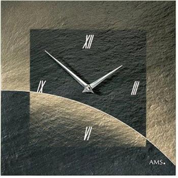 Reloj de Pared AMS 9519, Cuadrado, 30 cm x 30 cm, Color Negro