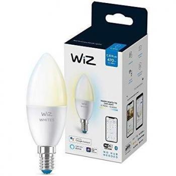 WiZ Bombilla Inteligente LED Vela E14 WiFi y Bluetooth, Blanco Cálido a Neutro, Regulable, 4.9W (Equivalente a 40W)