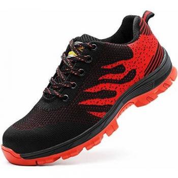 Zapatos de Seguridad para Hombre Zapatillas Zapatos de Mujer Seguridad de Acero Ligeras Calzado de Trabajo para Comodas Unisex Zapatos de Industria y Construcción Rojo 36