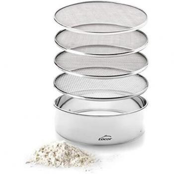 Lacor - 68341 - Tamiz intercambiable, Cedazo de Cocina, 4 mallas intercambiables, Tamizar harina, azúcar, cacao, Acero Inoxidable, Diámetro 23cm