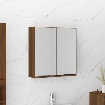 Mueble de espejo de baño marrón roble 64x20x67 cm