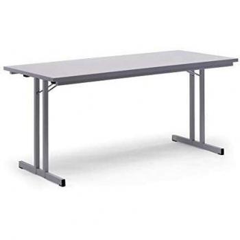 Mesa Plegable Extra Fuerte con Tablero de 16 mm, Altura 720 mm, 160 x 80 cm, Estructura y Tablero Gris Claro