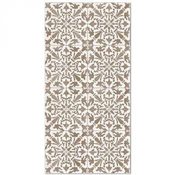 Alfombra Vinílica Hidráulica Geométrica Marrón 160x230 cm - Antideslizante e Ignífuga para Cocina y Salón