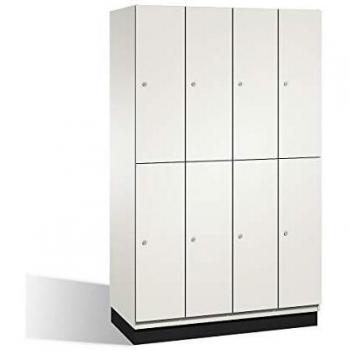 Armario de compartimentos Cambio C+P con puertas de chapa de acero y barra para ropa, 4 secciones, color blanco