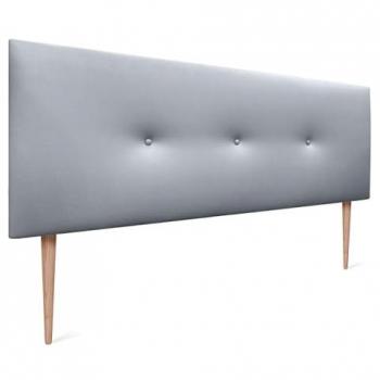 Cabecero de Polipiel Liso Acolchado con Botones y Patas, 135x105cm, Plata, para Camas 120/135/140 - Diseño Moderno y Elegante
