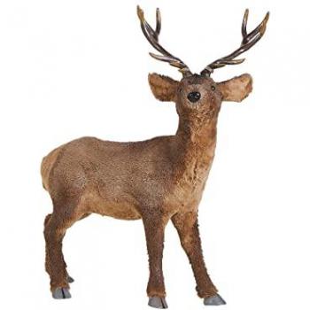 Estatuilla Decorativa de Reno en Piel Sintética Marrón 68 cm para Decoración Navideña y Sala de Estar