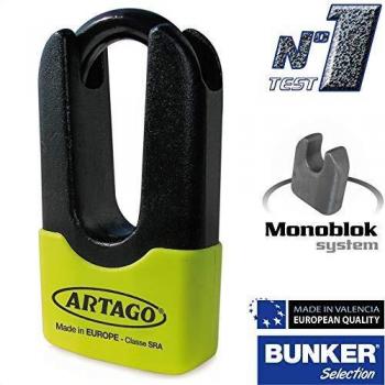Artago 69X Candado Antirrobo Disco, Alta Seguridad Doble Cierre ø14, Homologado Sra y Sold Secure Gold