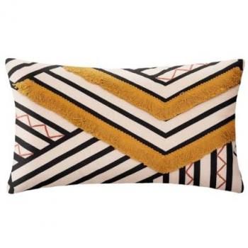 Funda de Cojín Etnik Multicolor 30x50cm con Algodón, Bordado y Franjas