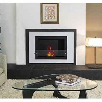 Chimenea Bioetanol Pared 80 x 16 x 56cm 1 Quemador de Seguridad Acero Inox NUEVO
