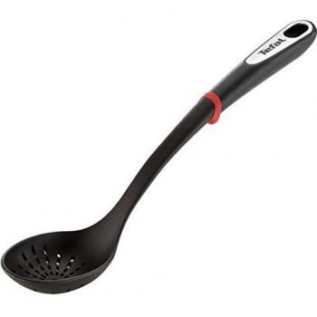 Tefal Cuchara escurridora Ingenio - Cuchara escurridora, Plastico resistente y duradero, sin BPA, termoresistente hasta 230 grados de temperatura, apto lavavajillas, rojo/negro