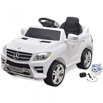 vidaXL Coche Correpasillos Eléctrico de Jueguete con Mando Distancia Blanco