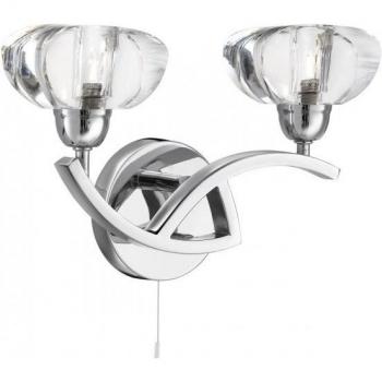 Aplique de pared Sculptured Ice de 2 luces, Cromo con vidrio, G9 - Searchlight
