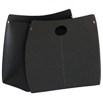 Gavemo PRVA40CC0014 VANDA: Revistero en cuero color Negro, para diarios y revistas, para cuarto de baño, oficina, recibidor, Made in Italy by Limac Design.