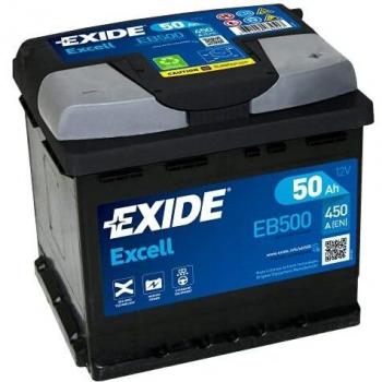 Batería Exide Excell EB500, 50 Ah – 450A(EN), 12V, dimensiones 207x175x190mm