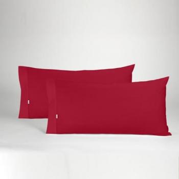 Pack de 2 Fundas de Almohada Burdeos - 45x80 cm (1 Boca) - 50% Algodón / 50% Poliéster - Suaves y Resistentes