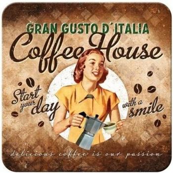 Nostalgic-Art - café y Chocolate y café House Lady ---etal posavasos - 9 x 9 cm