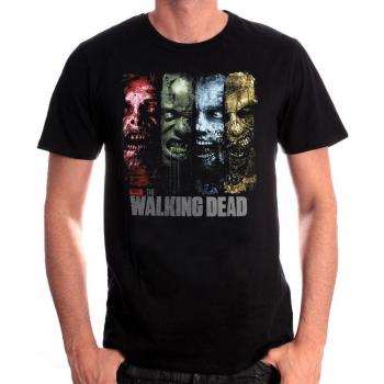 Walking Dead camiseta para hombre del negro de los zombis de la serie de algodón - S