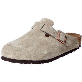 Birkenstock Boston Taupe Suede Clogs with Adjustable Buckle, Unisex Size 36 EU