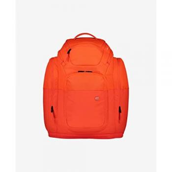Mochila porta botas POC Race 130L naranja fluor, capacidad de 130 litros, diseño ergonómico, material resistente al agua, compartimentos organizadores, correas ajustables y reflectantes