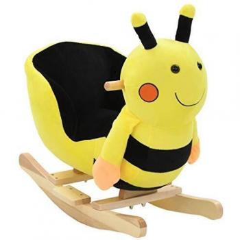 vidaXL Balancín Abeja de Peluche Respaldo 60x32x57 cm Amarillo Mecedora Juego