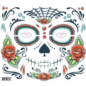 Epic Armoury MW-130038 Sugar Skull Temporary Face Tattoo Transfer, Unisex Adult
